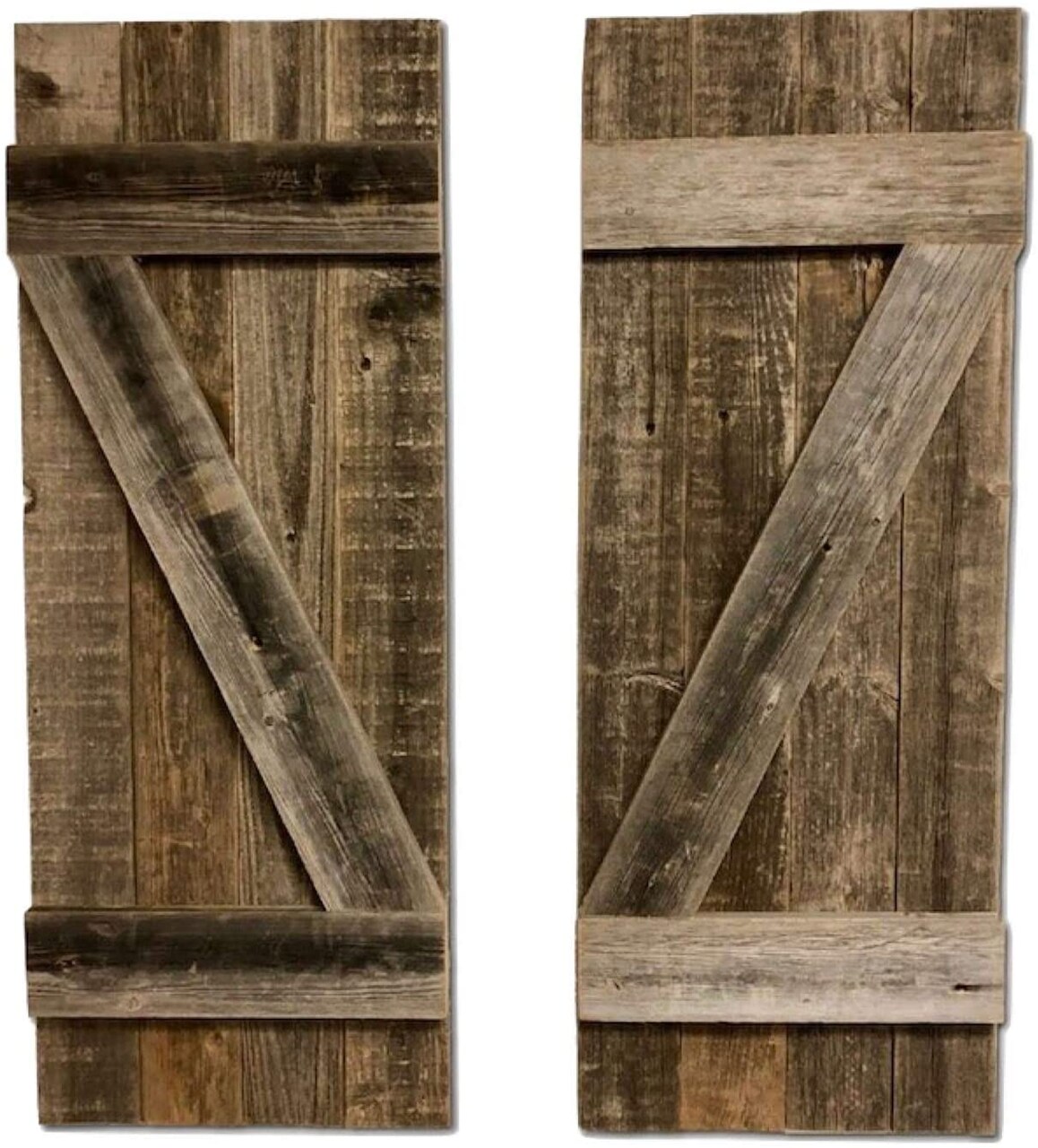 Rustic Farmhouse 36 in. x 12 in. Reclaimed Wood Decorative Shutters (Set of 2)